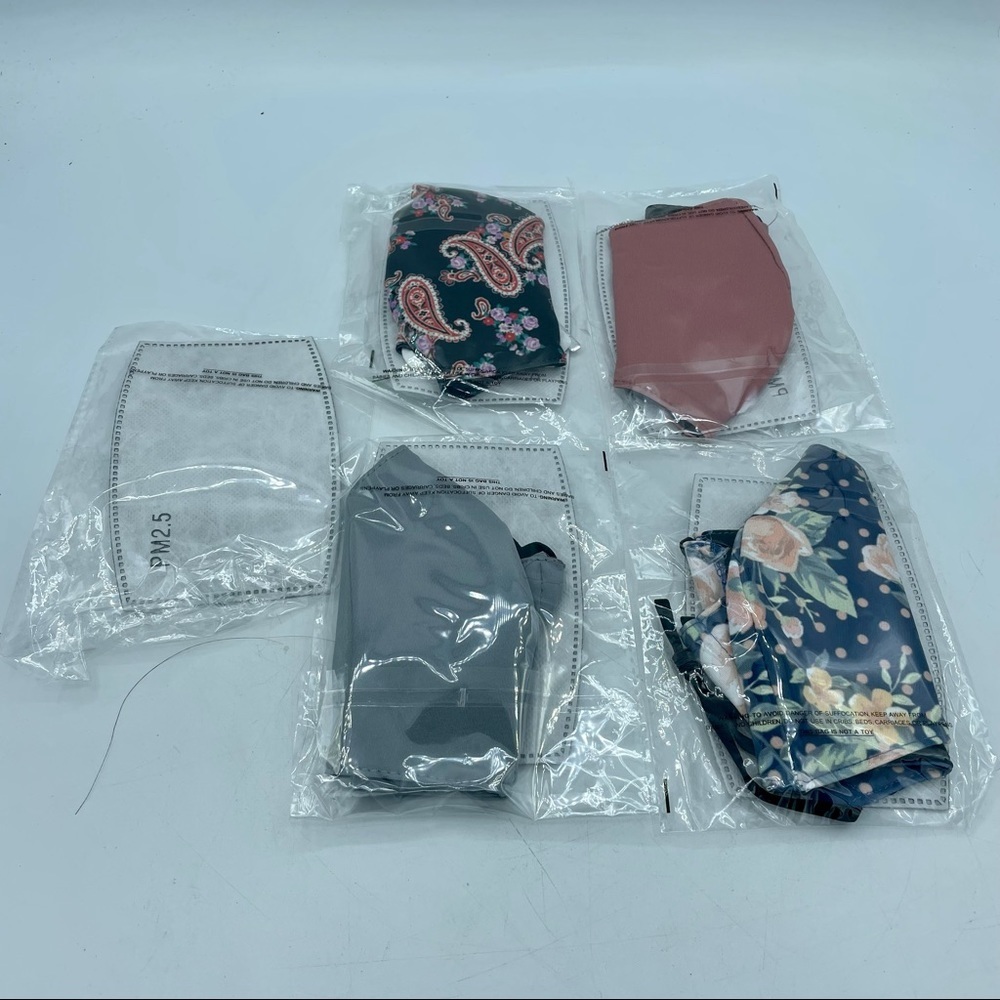 Wear the Shield Face Masks and Filters Lot of 4 Floral Paisley Designs